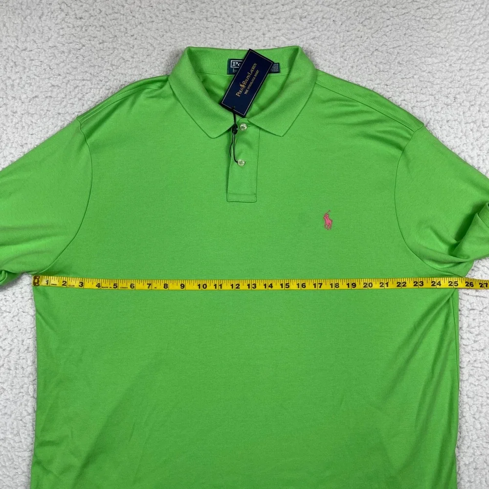 Polo Ralph Lauren Polo Shirt Mens XXL Green Pink Pony Interlock Knit New
